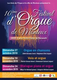 10ème Festival d'orgue de Monteux. Du 27 octobre au 24 novembre 2019 à MONTEUX. Vaucluse.  16H30